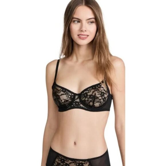 Natori Size 32DDD Black Imperial Lace Underwire Bra Floral Sheer Unlined NEW - Picture 3 of 3